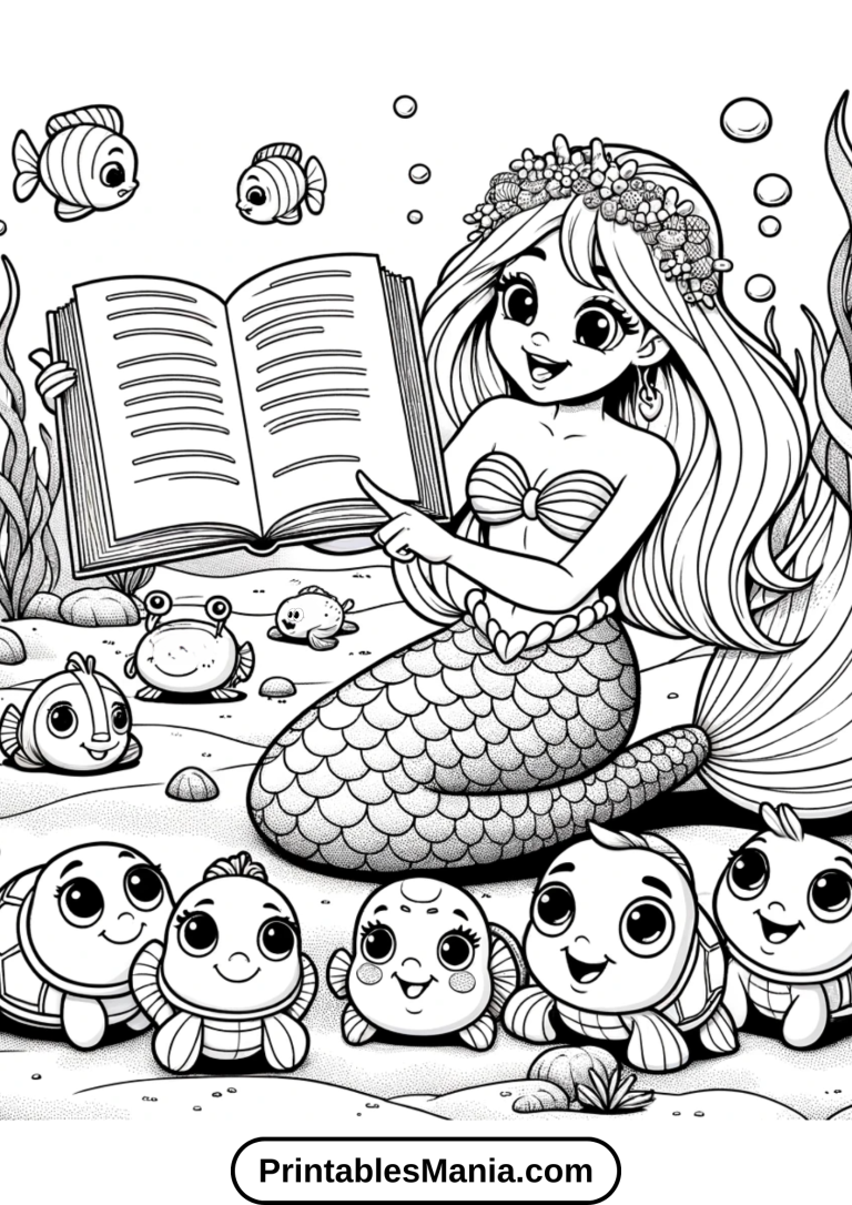 Free Printable Mermaid Coloring Pages PDF - Printables Mania