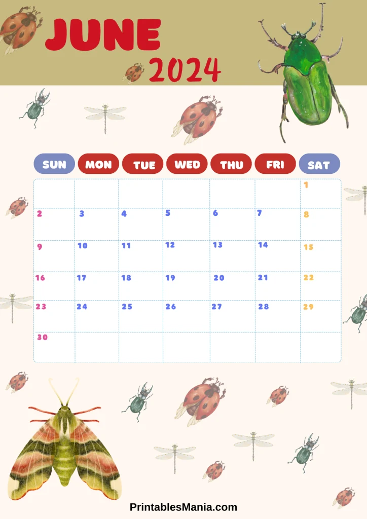 Portable June 2024 Calendar