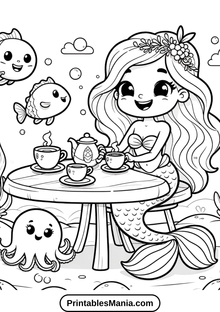 Free Printable Mermaid Coloring Pages PDF - Printables Mania