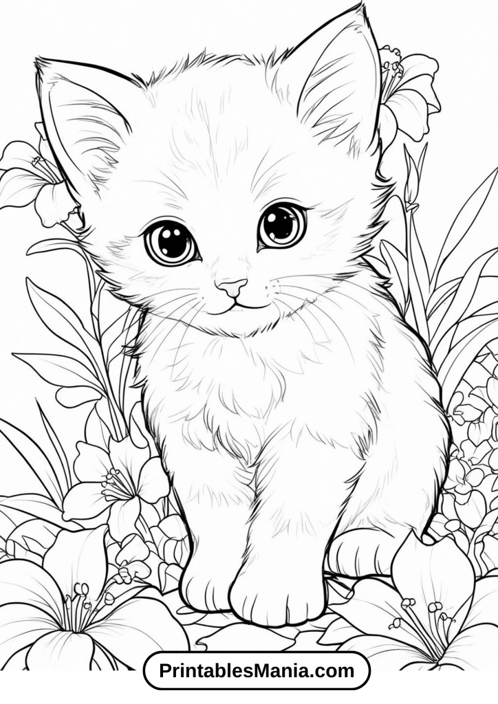 Kitten coloring pages for preschoolers