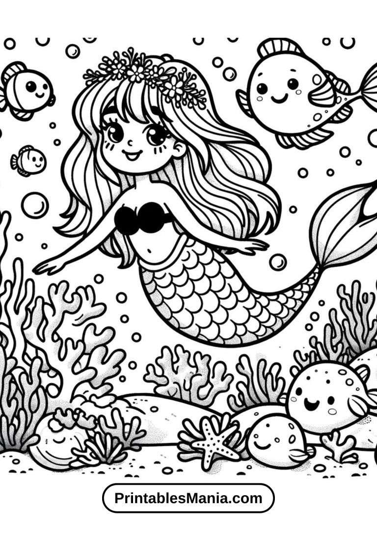 Free Printable Mermaid Coloring Pages PDF - Printables Mania