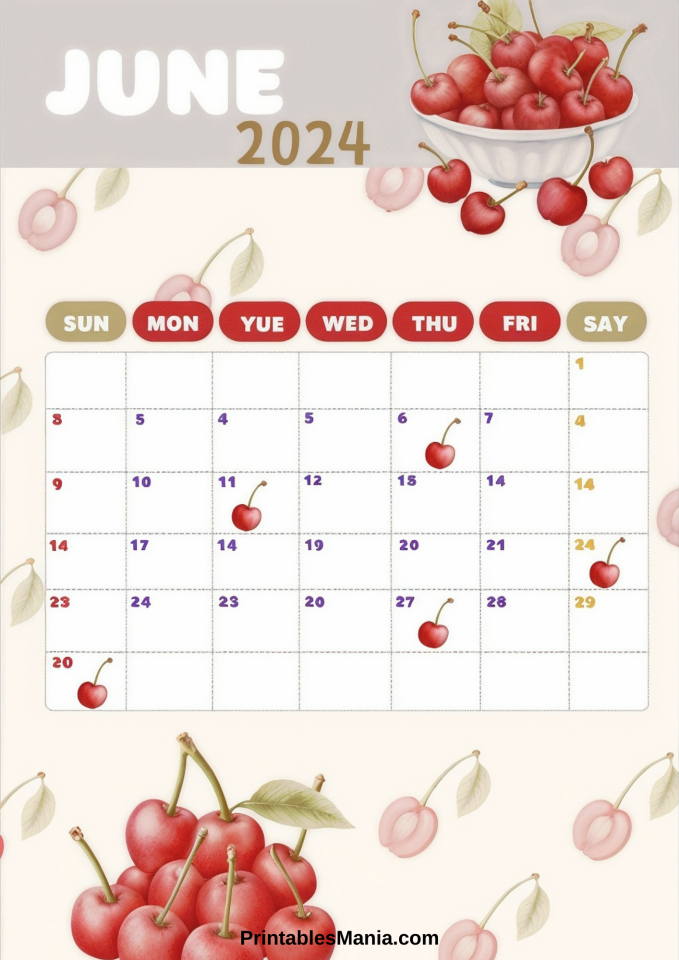 June 2024 Printable Calendars (FREE) - Printables Mania