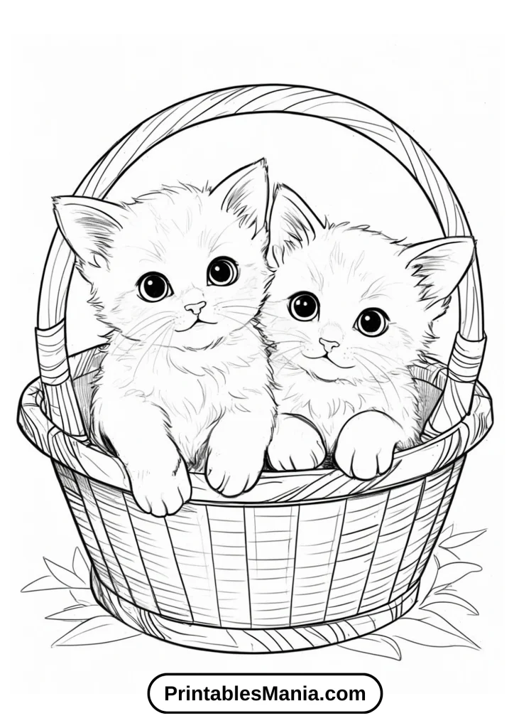 Kitten coloring pages for elementary