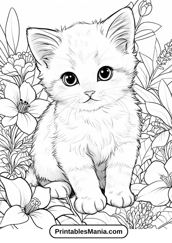 Kitten coloring pages for therapy