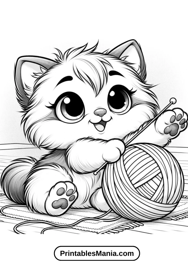 Kitten coloring pages for stress relief