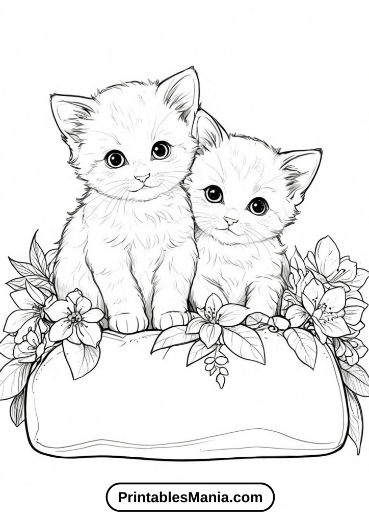 Kitten coloring pages for relaxation