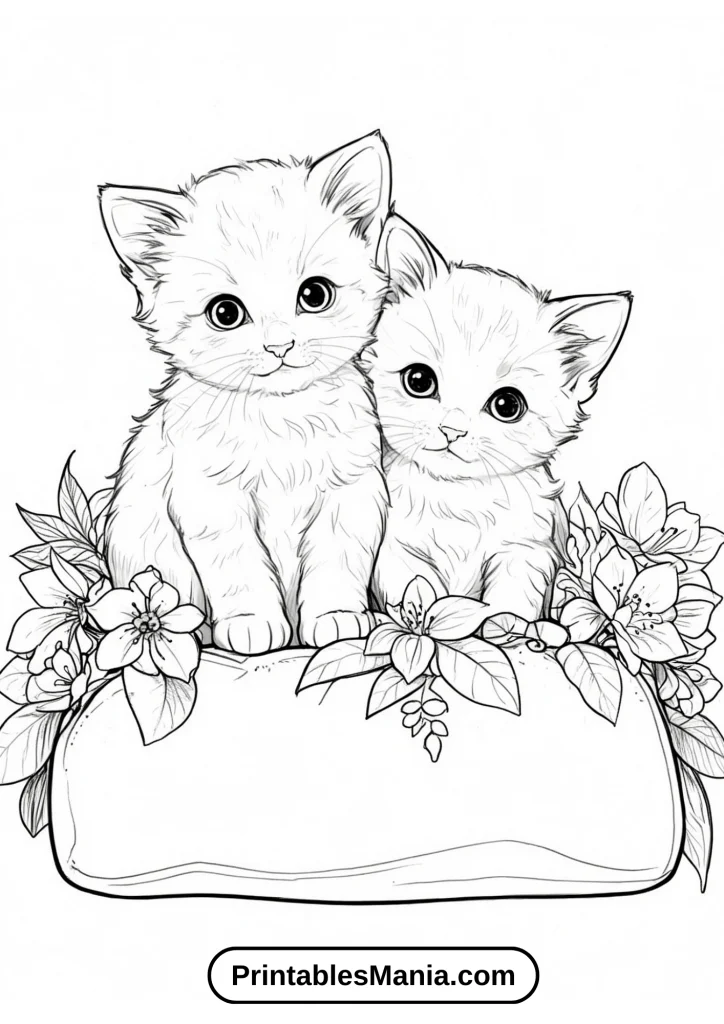 Kitten coloring pages for relaxation