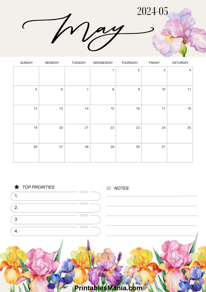 Spring May 2024 calendar