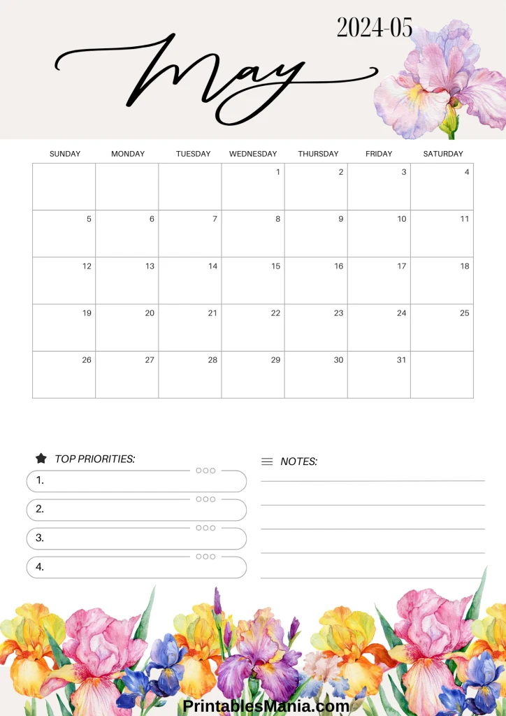 Spring May 2024 calendar