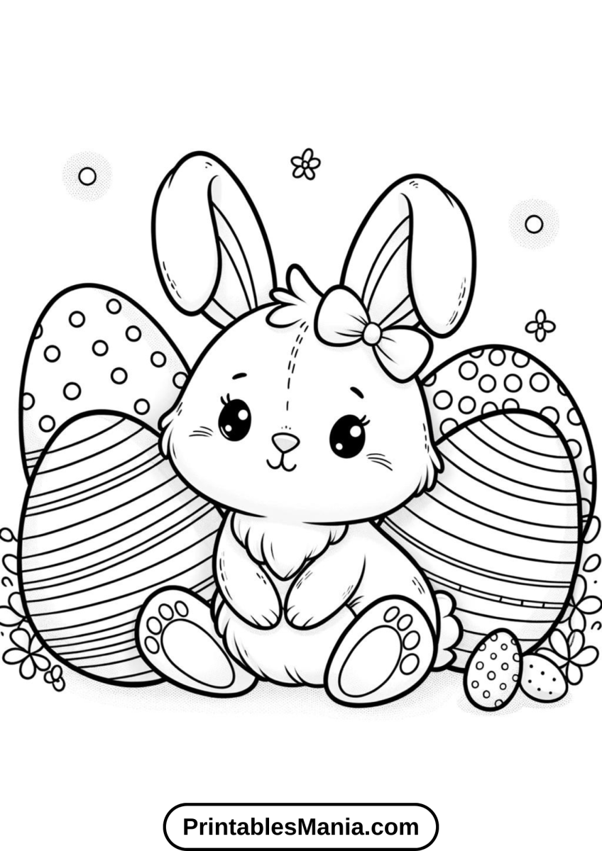 Cute Easter Bunny Coloring Page Printable - Printables Mania