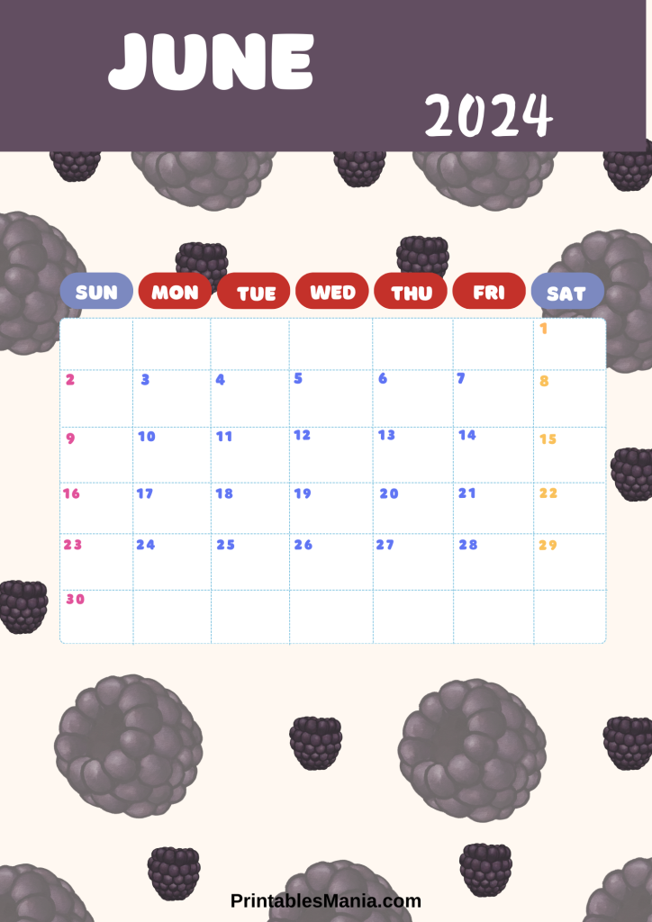 Printable June 2024 Calendar