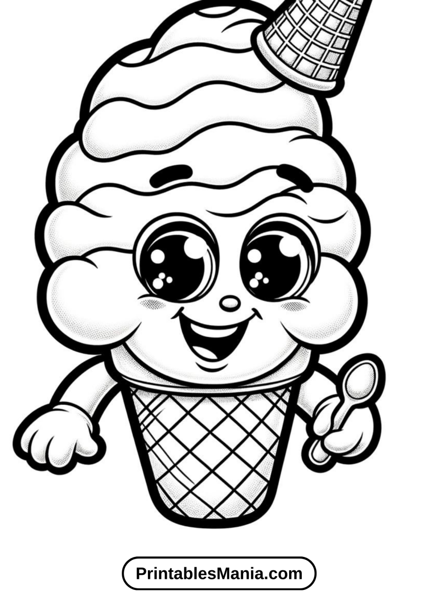 Ice Cream Coloring Pages (PDF) - Printables Mania