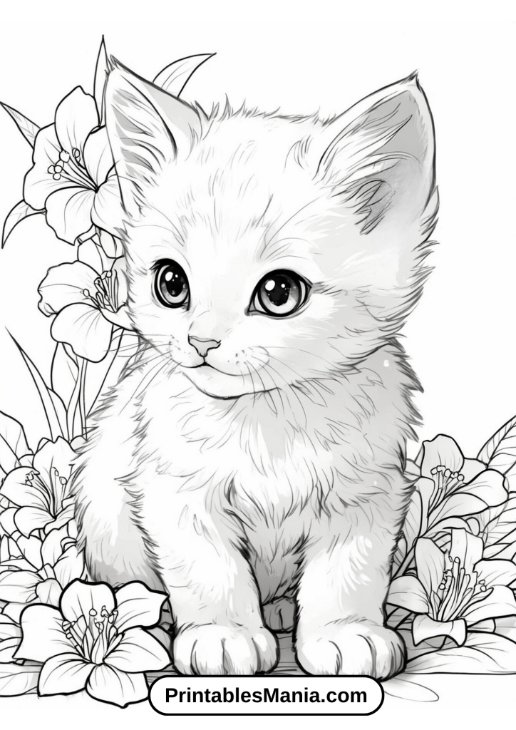 Kitten coloring pages for meditation