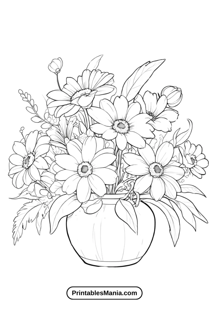 Flower Bouquet Coloring Pages