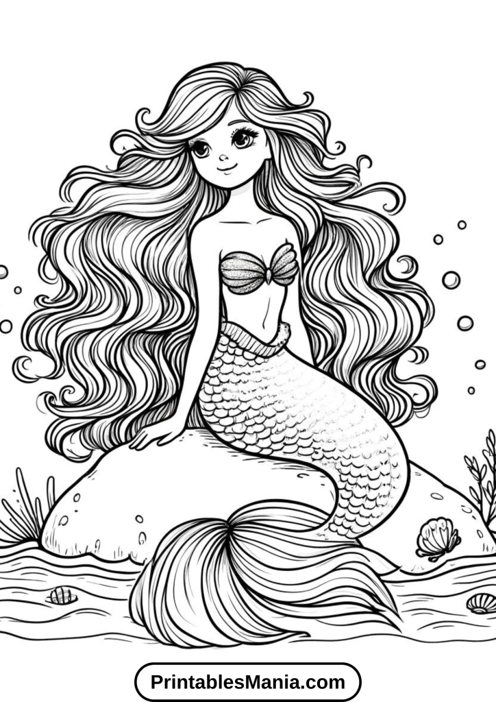 A mermaid holding a glowing lantern, illuminating the dark depths of the ocean.