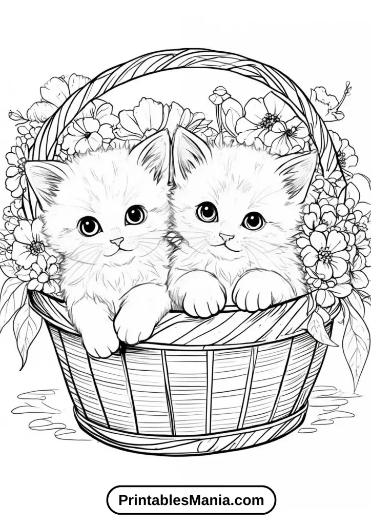 Kitten coloring pages for beginners