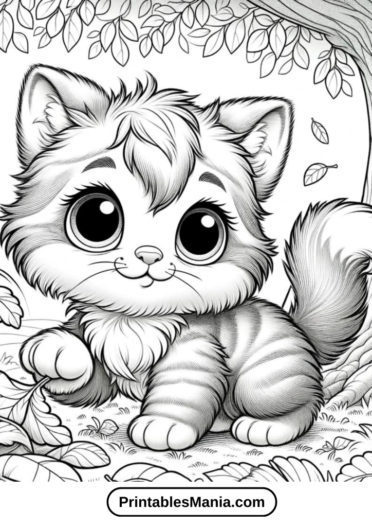 Kitten coloring pages for girls