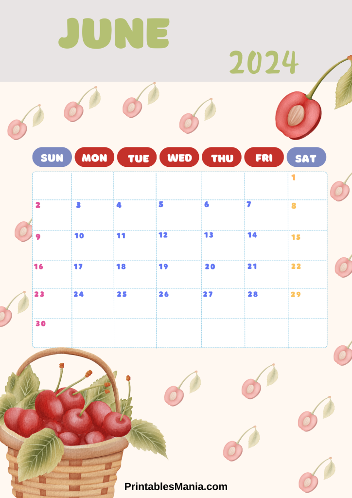 Downloadable June 2024 Calendar