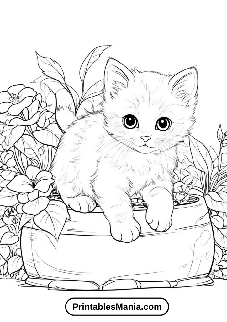 Kitten coloring pages for holidays