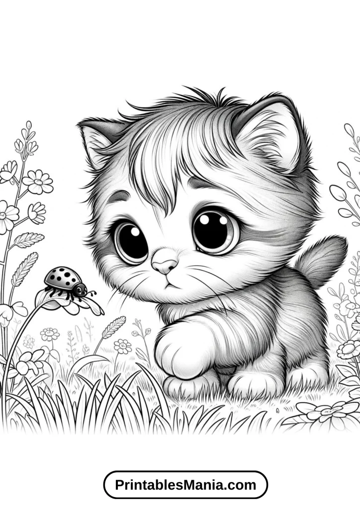 Kitten coloring pages for seasons