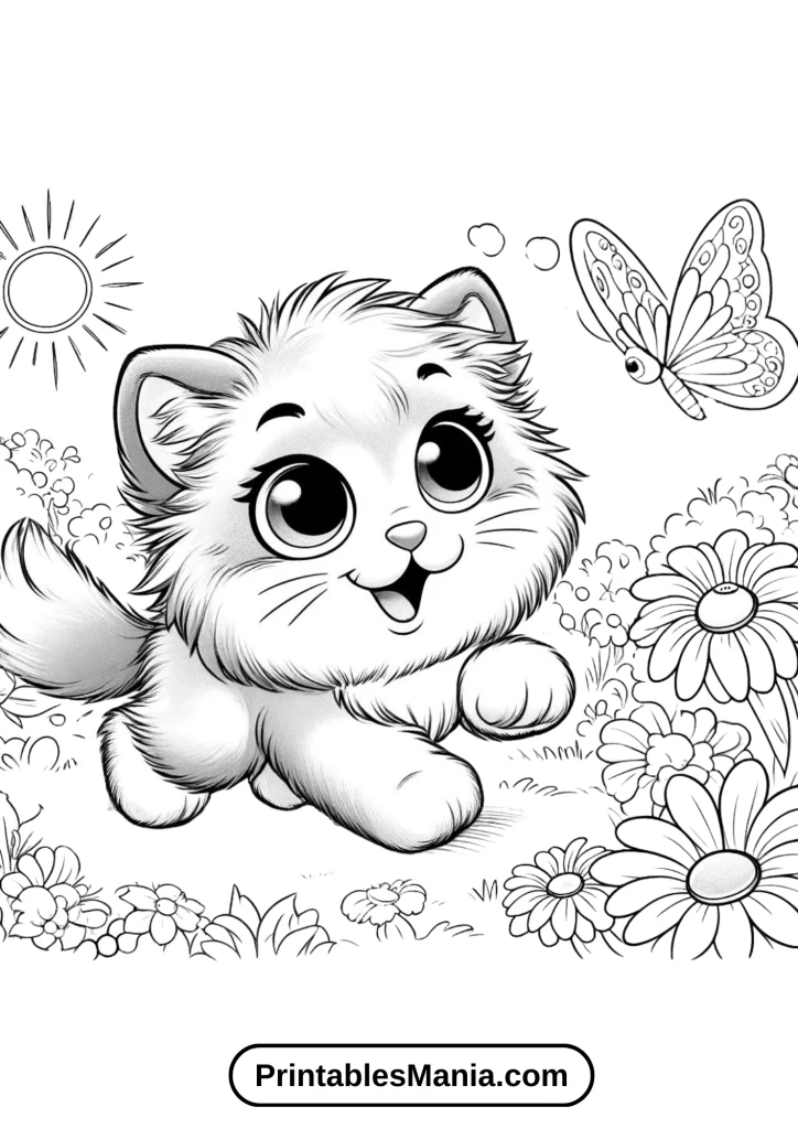 Kitten coloring pages for spring