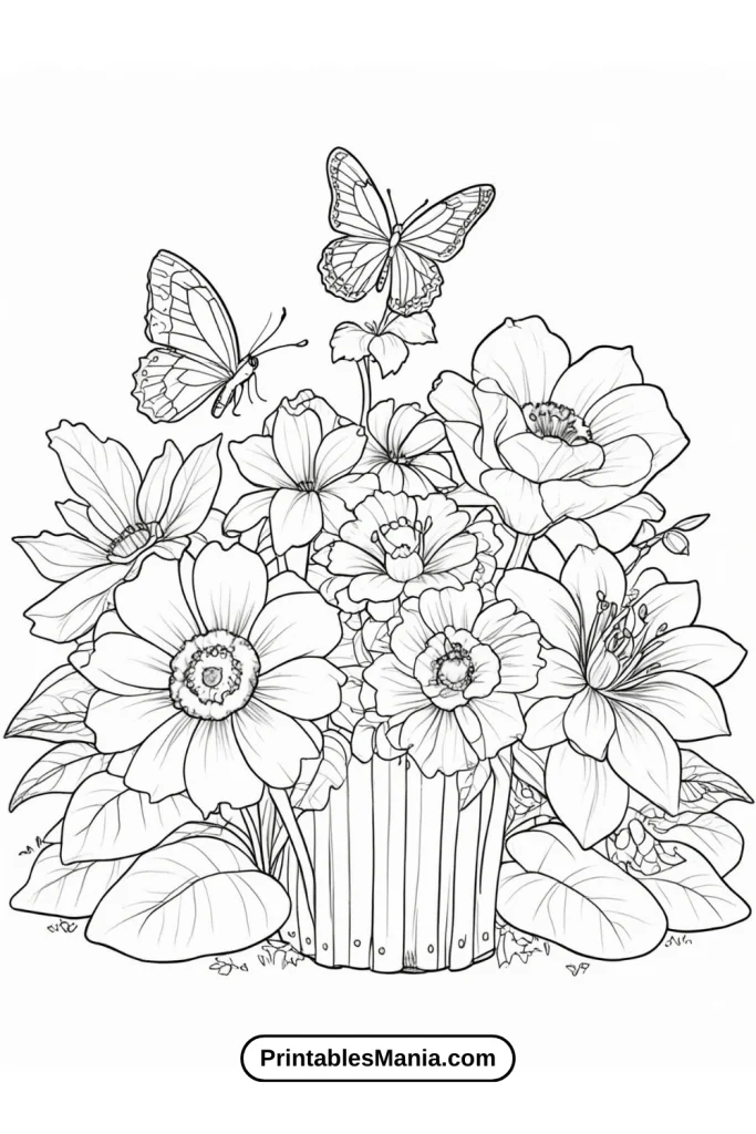 Stained Glass Flower Coloring Pages