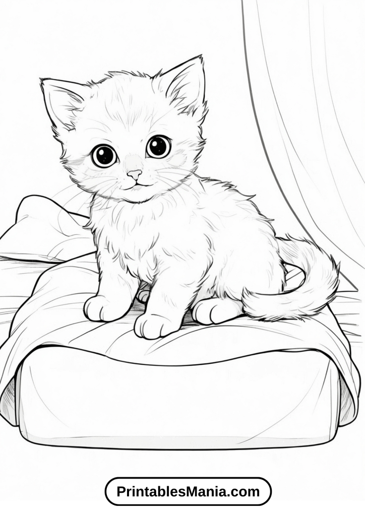 Kitten coloring pages for fall