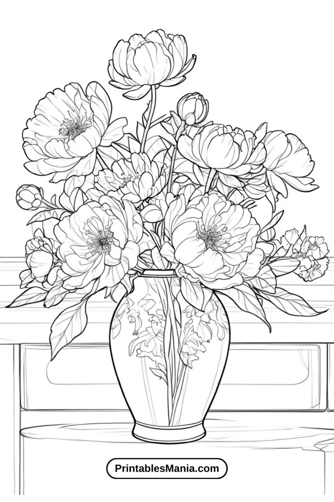 Flower Arrangement Coloring Pages