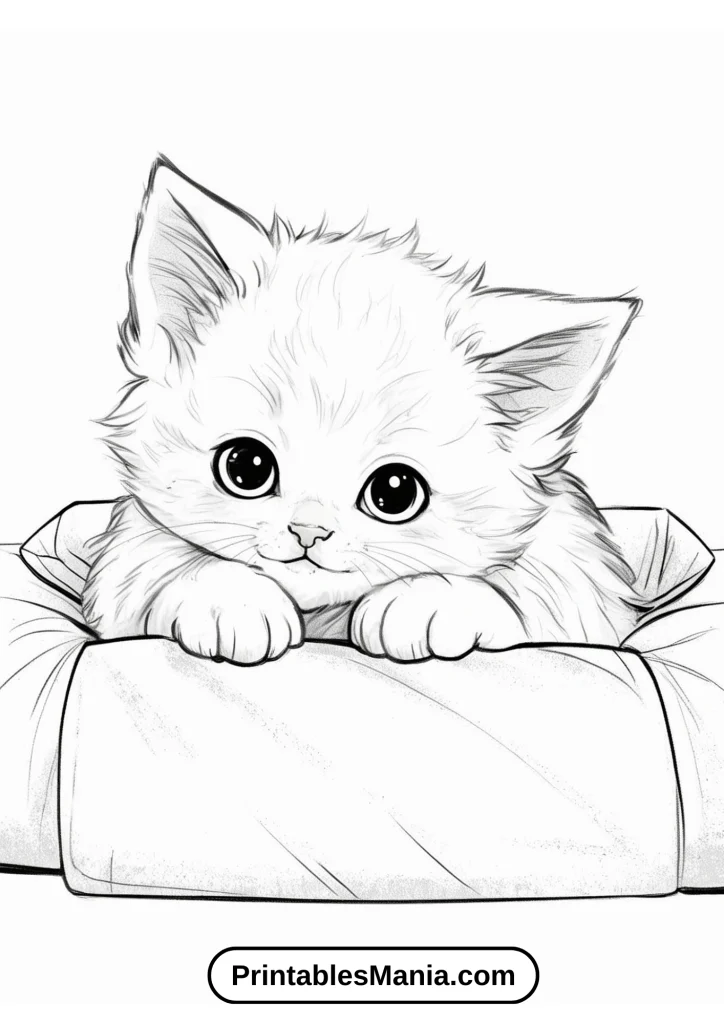 Kitten coloring pages for winter