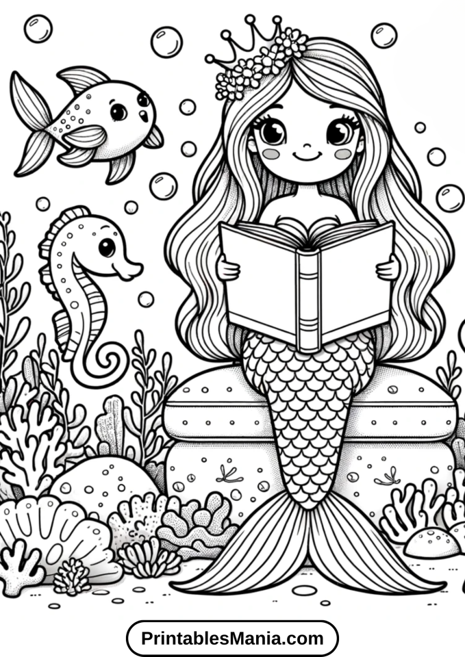 Free Printable Mermaid Coloring Pages PDF - Printables Mania