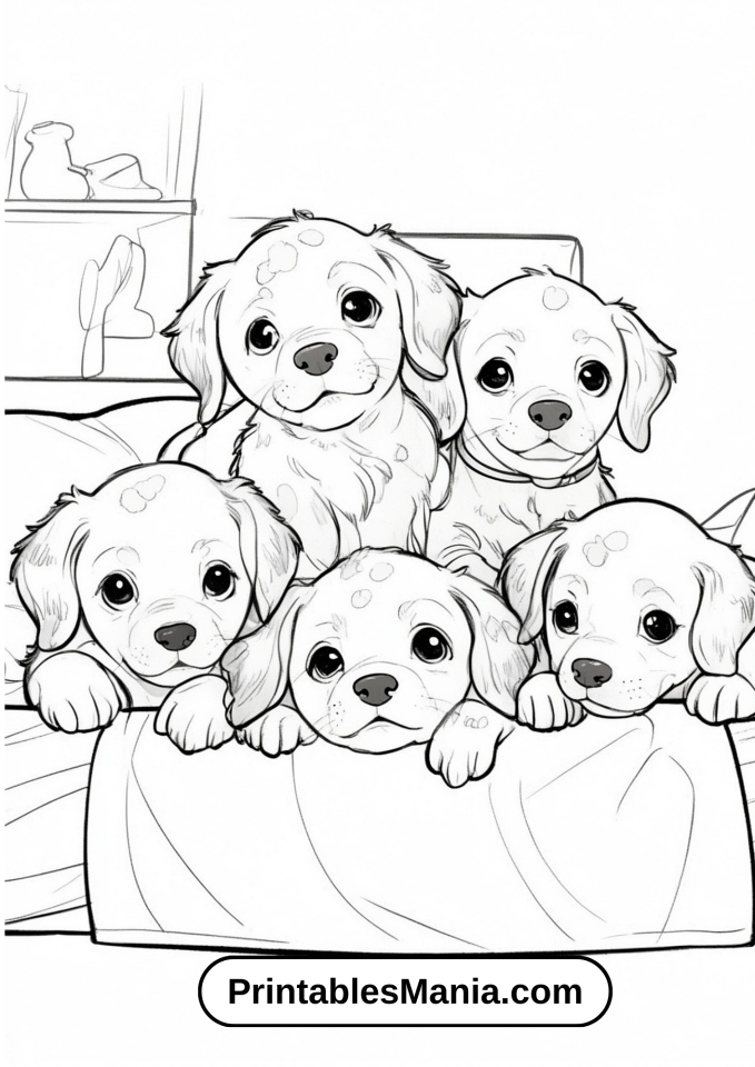 Puppy Coloring Pages Printable PDF - Printables Mania