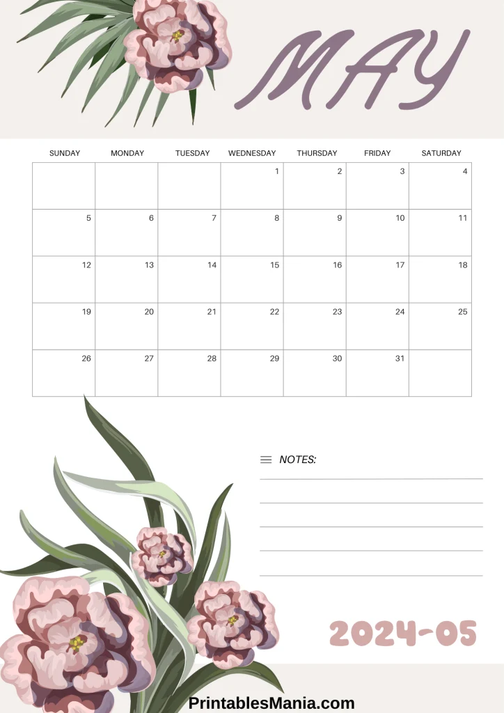 2024 05 May free calendar