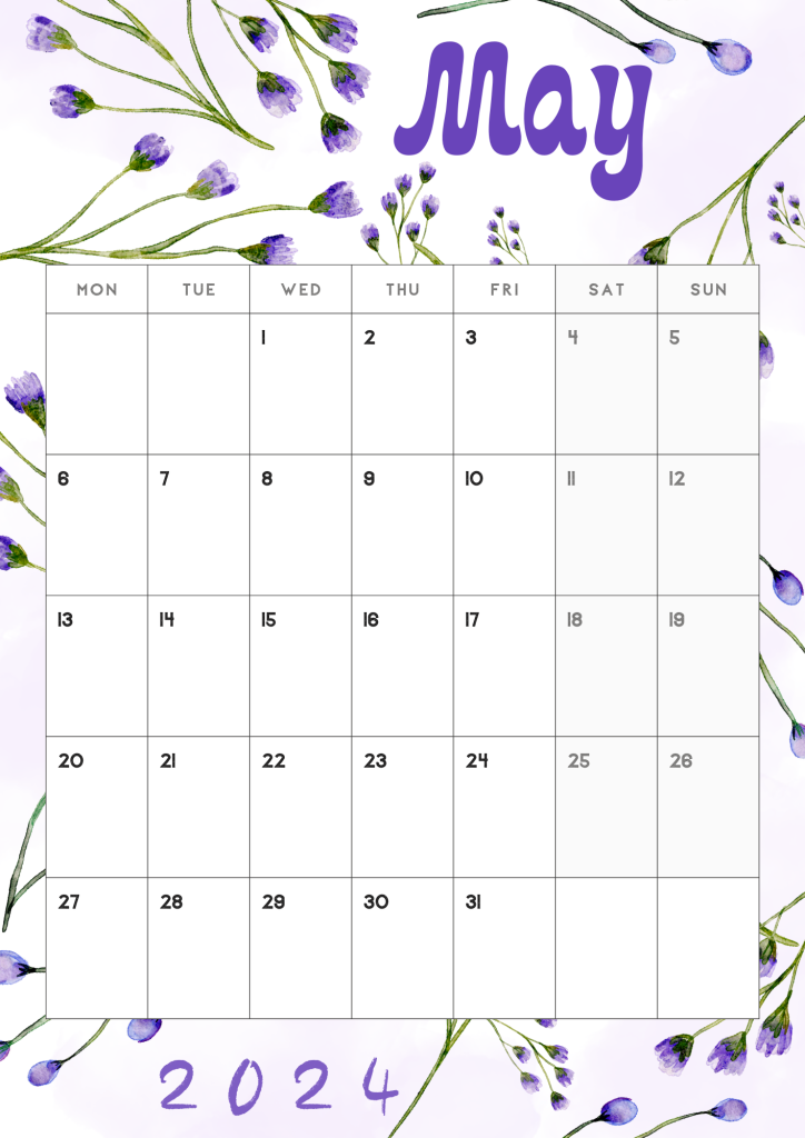 Maytime's Harmonious Hues: 2024 Calendar Tones