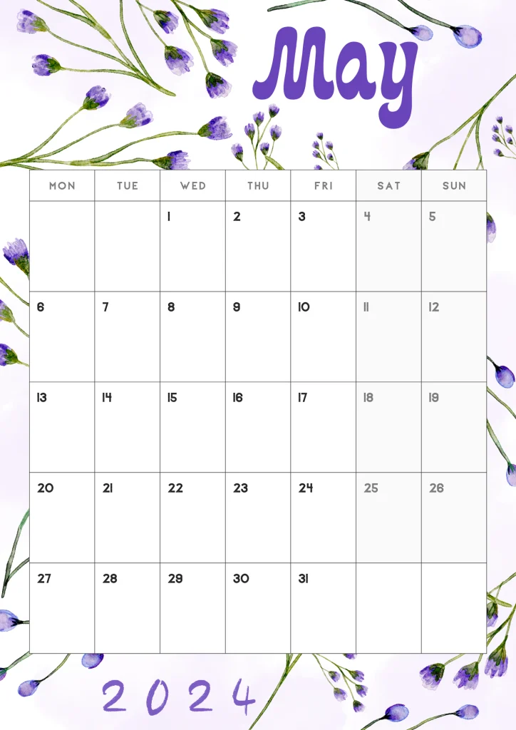 Maytime's Harmonious Hues: 2024 Calendar Tones