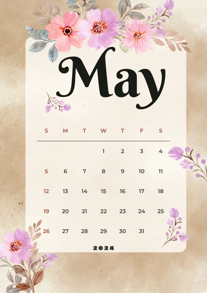 Maytime's Tranquil Trails: 2024 Calendar Paths