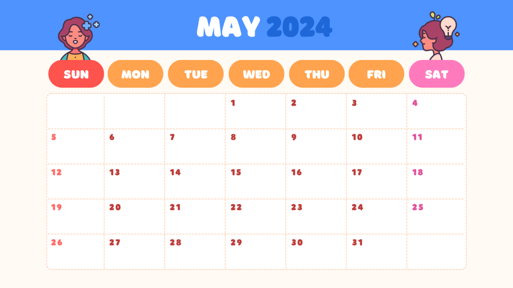 May Monthly Calendar