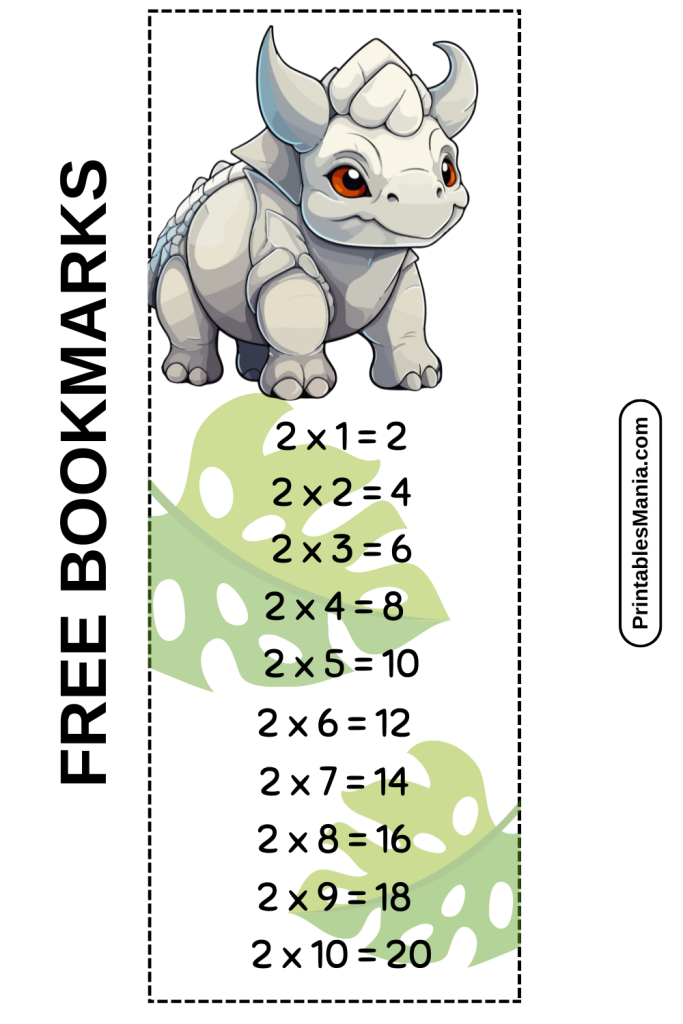 Multiplication table bookmark