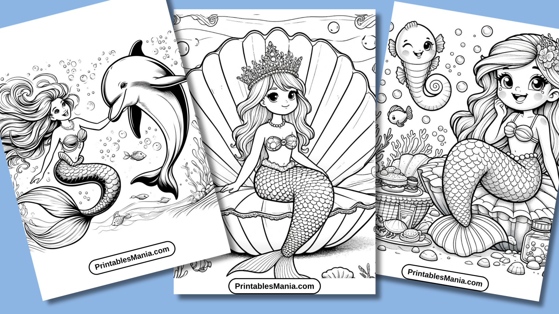 Free Printable Mermaid Coloring Pages PDF