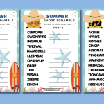 Summer Word Scramble Worksheet Printable