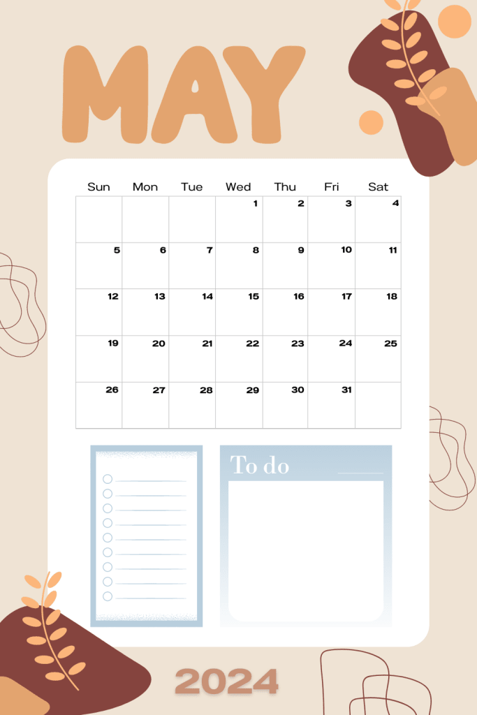 May 2024 Brown calendar