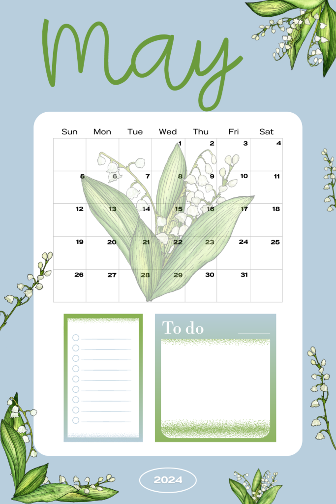 Emerald May: 2024 Monthly Calendar