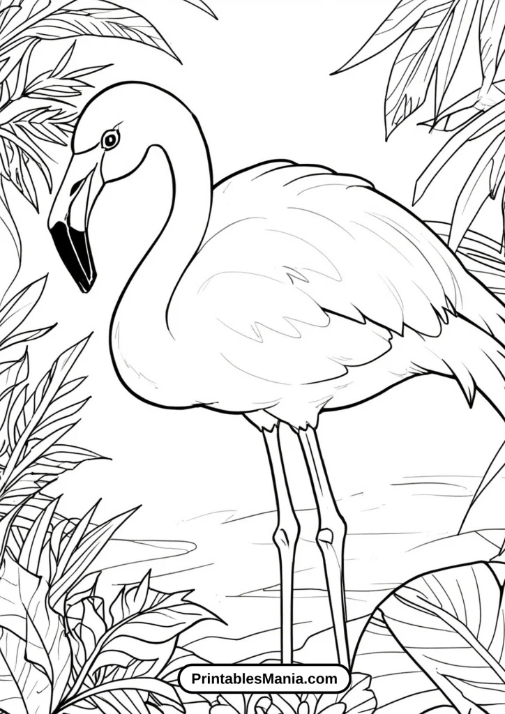 Printable Flamingo Coloring Sheet for Relaxation