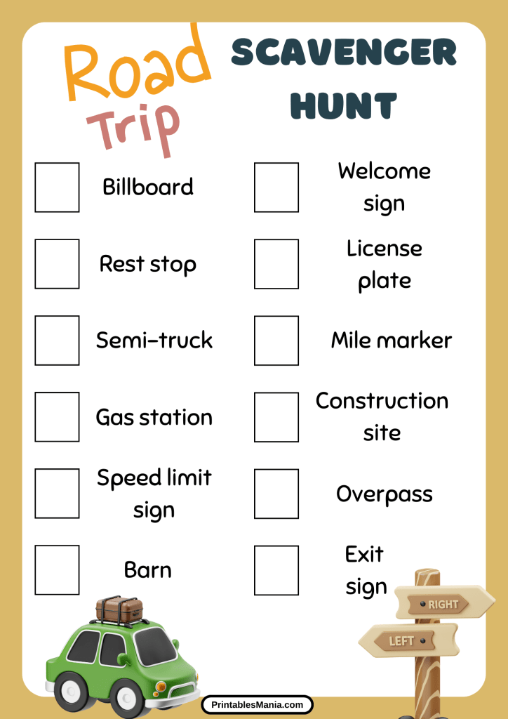 Family On Road Trip With Scavenger Hunt Printable