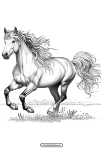 Realistic Horse Coloring Page - Printables Mania