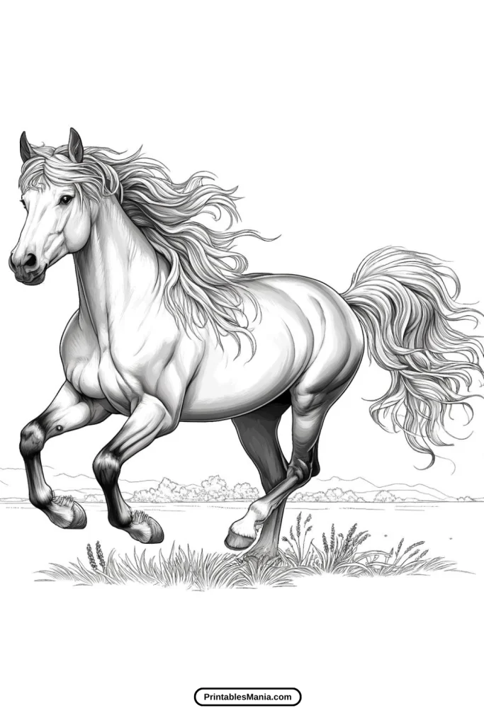 Realistic Horse Coloring Pages For Adults To Print