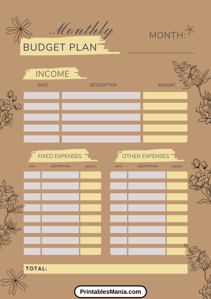 Floral Printable Budget Planner 