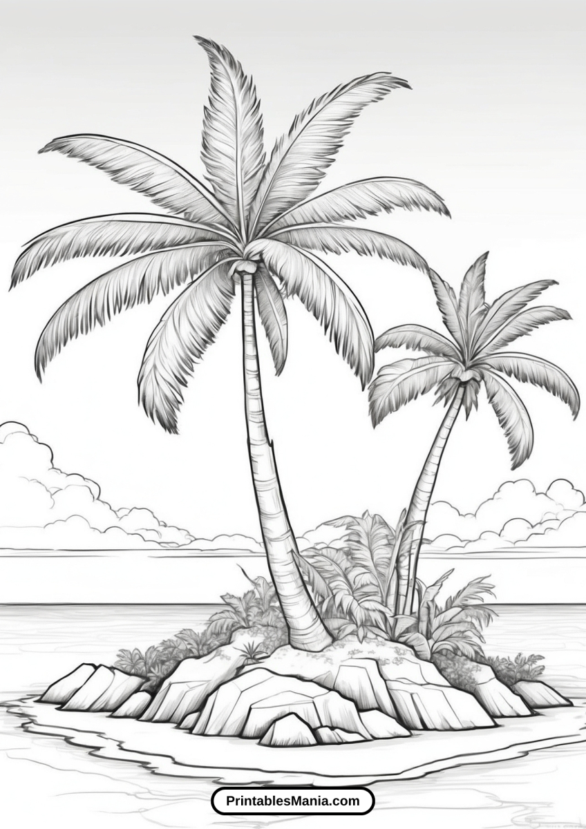 Palm Tree Coloring Page - Printables Mania