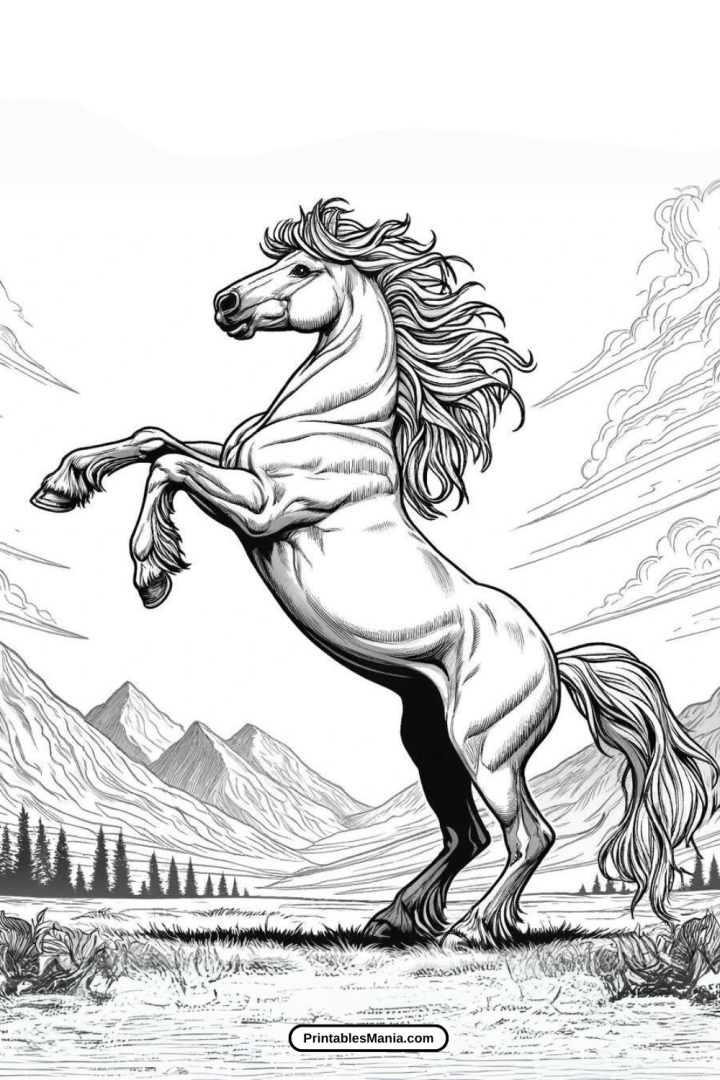 Realistic Horse Coloring Page - Printables Mania
