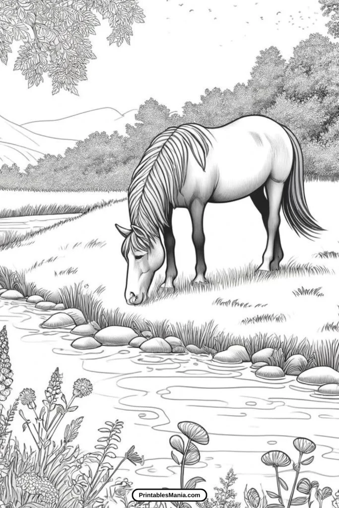 Realistic Horse And Foal Coloring Pages To Print