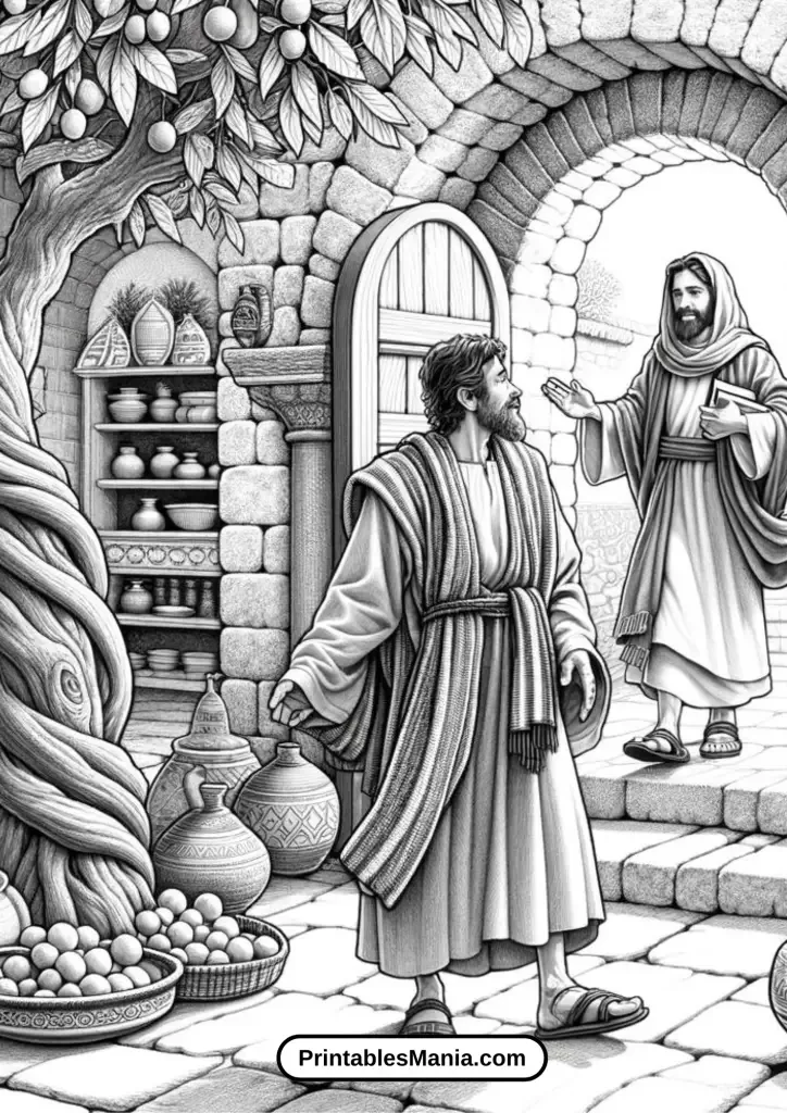 Zacchaeus Bible Narrative Coloring Page for Sunday Learning